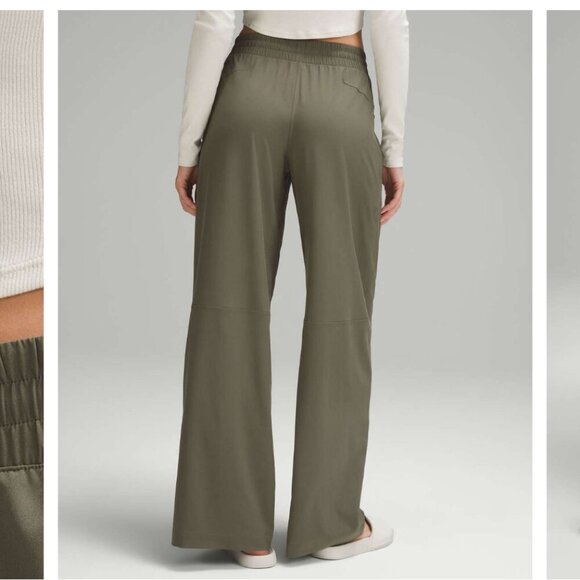EUC Lululemon Swift Mid-Rise Wide-Leg Pant Army Green Women's 14 Athleisure - Picture 15 of 16